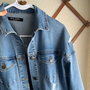 Oversized Ripped Denim Jean Jacket